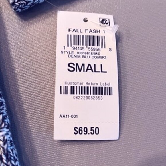 Macy*s "On 34th" V-Neck Patch-Pocket Blue Cardigan-MED-NWT - Picture 6 of 10